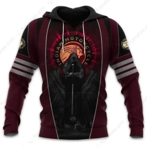 Gothic Winged Grim Reaper Motorcycle Hoodie, Indian Motorcycle Inspired Design