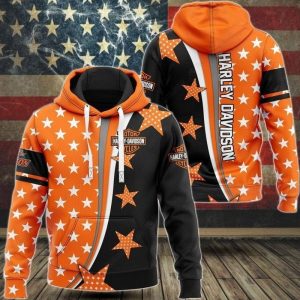 Harley-Davidson American Star Hoodie, Orange & Black Star Design