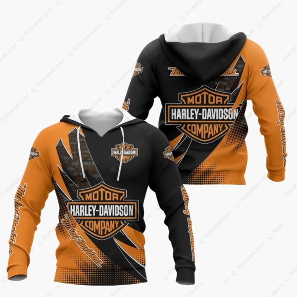 Harley-Davidson Claw Mark 3D All-Over Print Hoodie, Men’s Orange & Black Harley-Davidson Hoodie