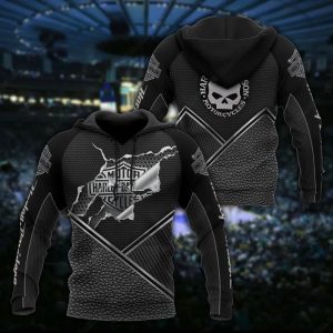 Harley-Davidson Cracked Graphic Merch, Harley-Davidson Geometric Black & Gray Hoodie