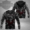 Harley-Davidson Dark Skull Roses Biker Hoodie, Harley-Davidson Gothic Skull & V-Twin Hoodie