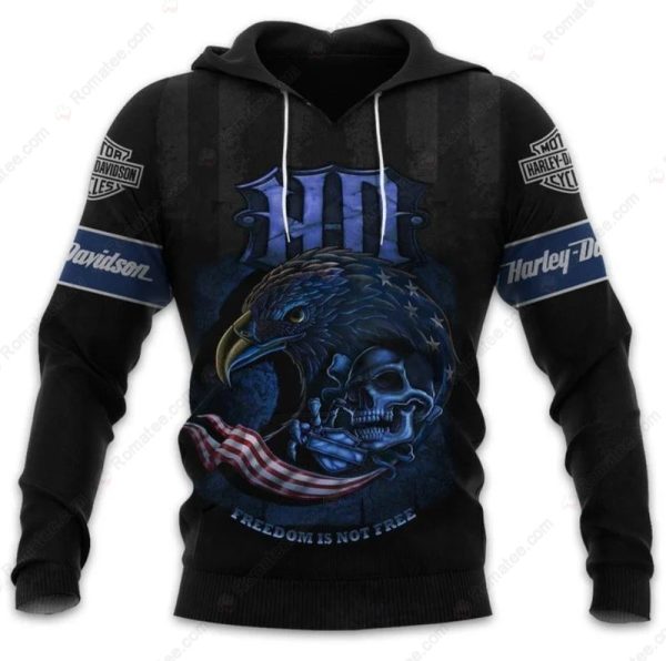 Harley-Davidson Eagle And Skull Merch, Harley-Davidson Freedom Is Not Free Hoodie