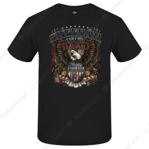 Harley-Davidson Freedom in the Wind T-Shirt – American Eagle & Flag Design