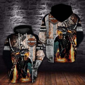 Harley-Davidson Ghost Rider Hoodie – Fierce Flame Design for Bikers and Fans