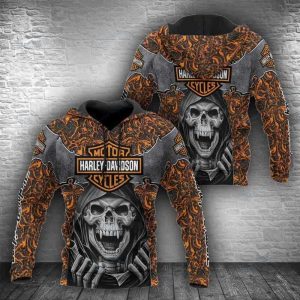 Harley-Davidson Grim Reaper Skull Hoodie, Harley-Davidson Men’s Skull & Filigree Hoodie