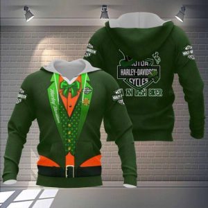 Harley-Davidson Irish Biker Hoodie St. Patrick’s Day Design with Festive Art and Graphics