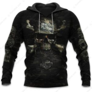 Harley-Davidson Military Skull and Crossbones Hoodie, Men’s Harley-Davidson Skull Graphic Hoodie