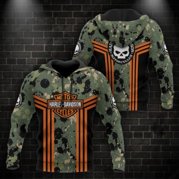 Harley-Davidson Motorcycle Camouflage Merch, All-Over Print Motorcycle Hoodie