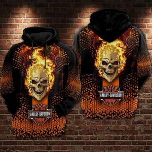 Harley-Davidson Skull Flame Hoodie – Bold, Edgy Design for Motorcycle Enthusiasts