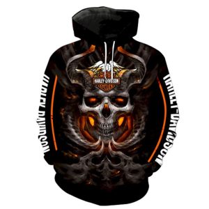 Harley-Davidson Skull Graphic Hoodie – Fierce Design for Bikers and Rebels