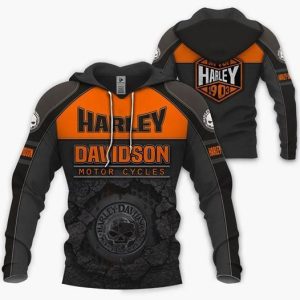 Harley Davidson Skull Graphic Hoodie for Motorbike Enthusiasts