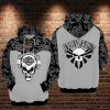 Harley-Davidson Skull Graphic Hoodie with Floral Design – Edgy Biker Style Apparel