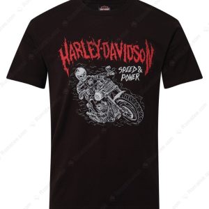 Harley-Davidson Speed & Power – Skeleton Rider Biker T-Shirt