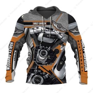 Harley-Davidson V-Twin Engine 3D All-Over Print Hoodie, Harley-Davidson 1903-2003 Merch