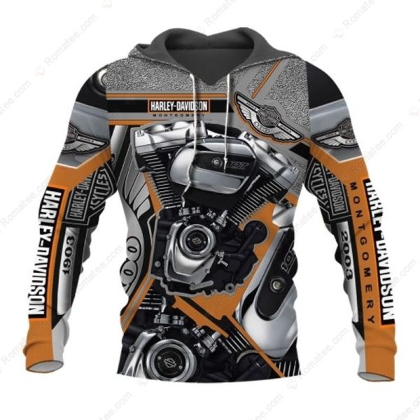 Harley-Davidson V-Twin Engine 3D All-Over Print Hoodie, Harley-Davidson 1903-2003 Merch