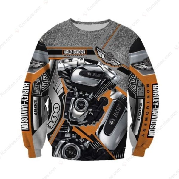 Harley-Davidson V-Twin Engine 3D All-Over Print Hoodie, Harley-Davidson 1903-2003 Merch