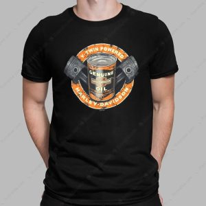 Harley-Davidson V-Twin Powered Genuine Oil Vintage T-Shirt, Vintage Style Harley-Davidson Engine Merch