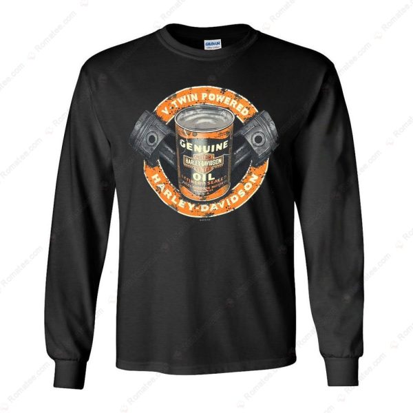 Harley-Davidson V-Twin Powered Genuine Oil Vintage T-Shirt, Vintage Style Harley-Davidson Engine Merch