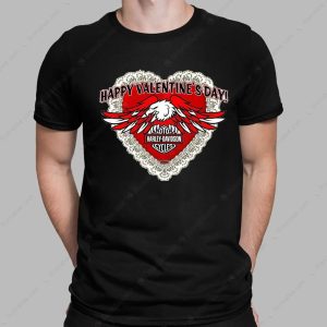 Harley-Davidson Valentine’s Day Eagle Heart T-Shirt, Red Heart Eagle Biker Tee Gift