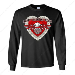 Harley-Davidson Valentine’s Day Eagle Heart T-Shirt, Red Heart Eagle Biker Tee Gift