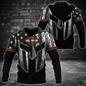 Harley-Davidson Warrior Helmet Graphic Hoodie, Harley-Davidson Black & Silver Merch