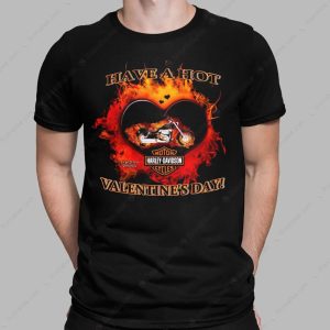 Hot Valentine’s Day Harley Motorcycle T-Shirt, Flaming Heart Biker Tee