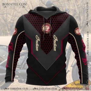 Indian Motorcycle 1901 Black and Red Honeycomb Hoodie with Logo and Script Design