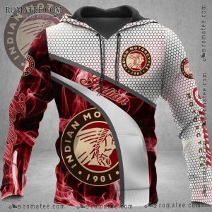 Indian Motorcycle 1901 Red Smoke Hexagon Pattern Hoodie