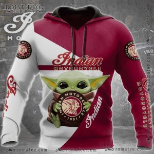 Indian Motorcycle Baby Yoda Graphic Hoodie for Fans of Unique Art and Design