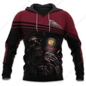 Indian Motorcycle Biker Skull and Hands Graphic Hoodie, Macabre Motorcycle Design