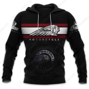 Indian Motorcycle Classic Logo Hoodie, Men’s Black Graphic Sweatshirt