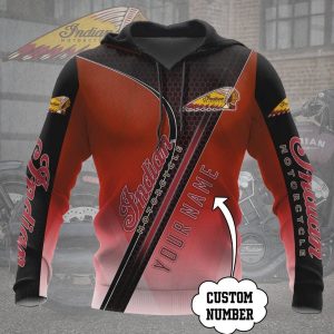 Indian Motorcycle Customizable Hoodie with Bold Red and Black Graphics