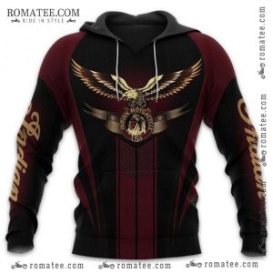 Indian Motorcycle Eagle Graphic Hoodie with Bold Stripes and Vintage Logo Design