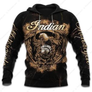 Indian Motorcycle Eagle Skull Wings Hoodie, Vintage Biker Design