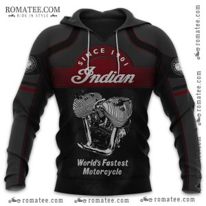 Indian Motorcycle Engine Hoodie – Vintage Retro Motorbike Art, Since 1901 Design, World’s Fastest Motorbike.