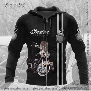 Indian Motorcycle Flame Design Hoodie with Classic Bike Graphic