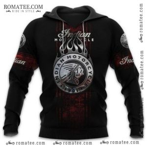 Indian Motorcycle Flames Graphic Hoodie – Vintage Biker Apparel for Enthusiasts