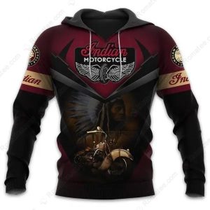 Indian Motorcycle Flying Wheel Merch, Men’s Native American Rider Graphic Hoodie