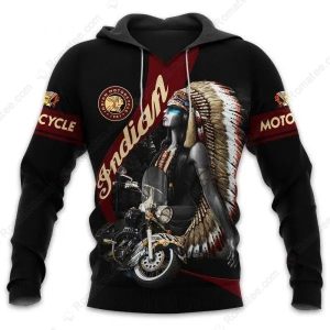 Indian Motorcycle Girl Native American Headdress 3D All Over Print Hoodie