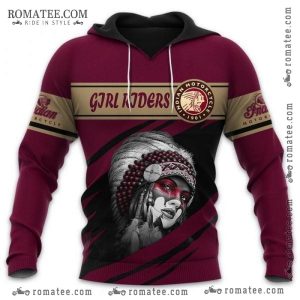 Indian Motorcycle Girl Riders Hoodie with Tribal Art and Vintage Design