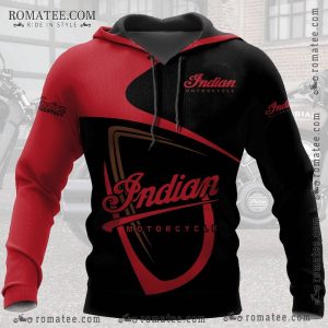 Indian Motorcycle Graphic Hoodie with Bold Red and Black Design