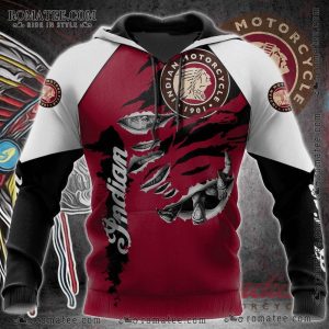 Indian Motorcycle Claw Scratch Graphic Hoodie with Bold Tribal Art and Logo Design