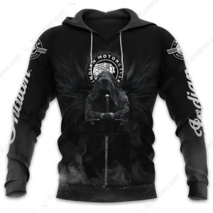 Indian Motorcycle Grim Reaper Graphic Hoodie, Men’s Indian Motorcycle Reaper Sword Design