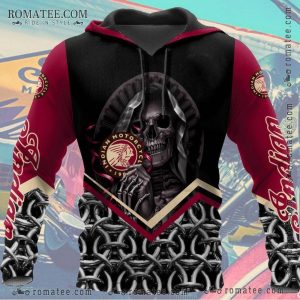 Indian Motorcycle Hoodie with Chain Pattern and Bold Red Sleeves