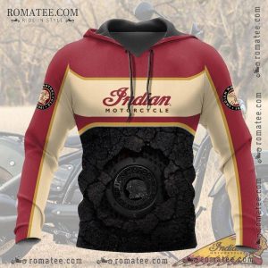 Indian Motorcycle Hoodie with Vintage Logo and Cracked Asphalt Design