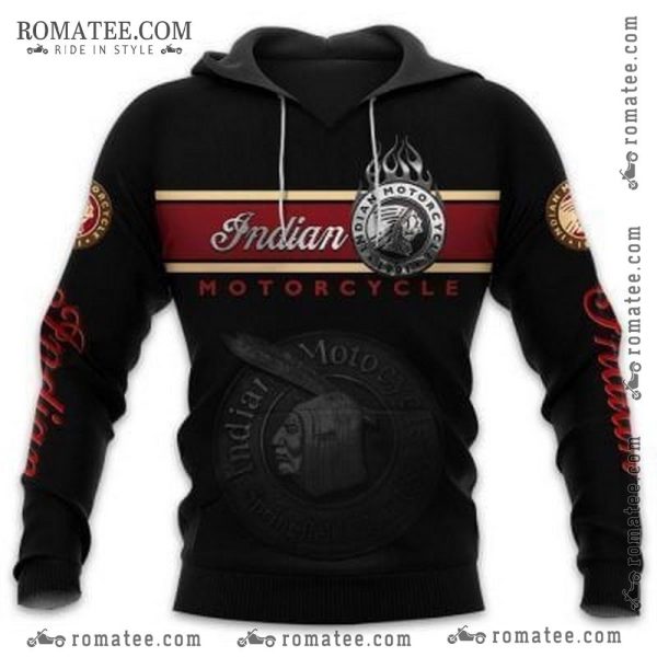 Indian Motorcycle Hoodie with Vintage Logo and Flame Design