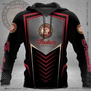 Indian Motorcycle Inspired Graphic Hoodie with Bold Red and Black Design