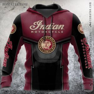 Indian Motorcycle Logo Maroon and Black Vintage Hoodie