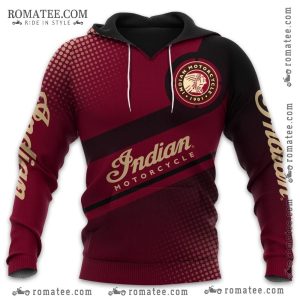 Indian Motorcycle Maroon Hoodie with Gradient Dot Design and 1901 Logo