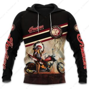 Indian Motorcycle Native American Chief & Bike Graphic Hoodie